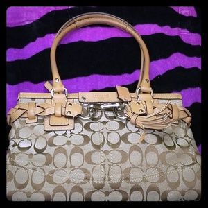 Brown COACH logo shoulder purse